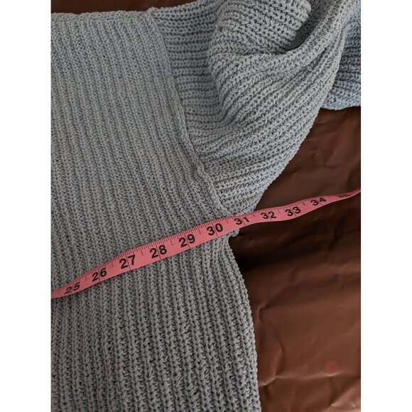 AERIE Women’s Cozy Up Oversized Knitted Chunky Ribbed BLUE Sweater XL - Picture 6 of 7